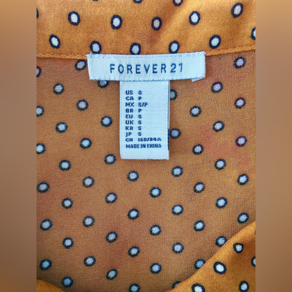 F21 Orange Polka Dot Retro-style Dress, Size S, Forever21 - Picture 8 of 10
